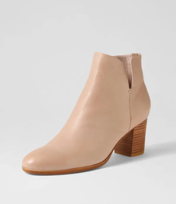 Women DJANGO & JULIETTE Duriel Cafe Natural Heel Leather Ankle Boots