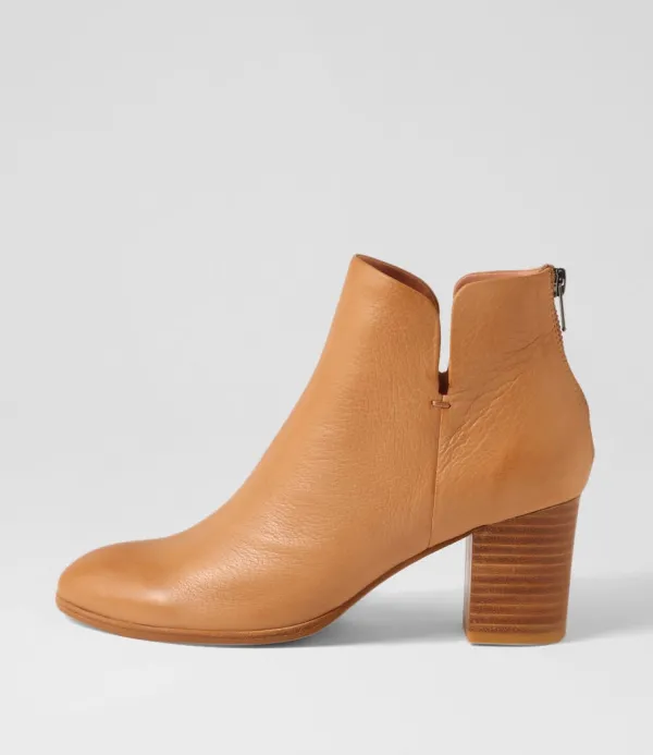 Women DJANGO & JULIETTE Duriel Dark Tan Natural Heel Leather Ankle Boots
