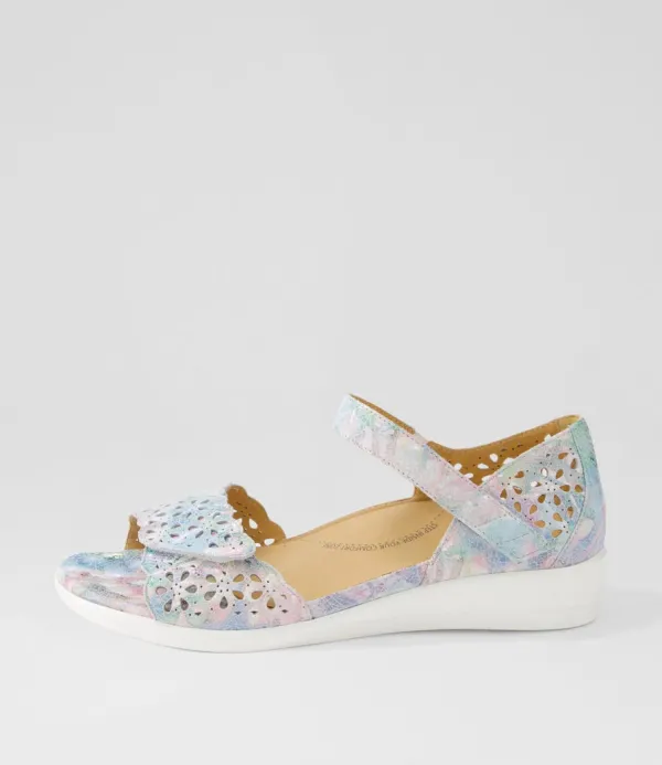 Women ZIERA Dusty W Pastel Metal Leather Sandals