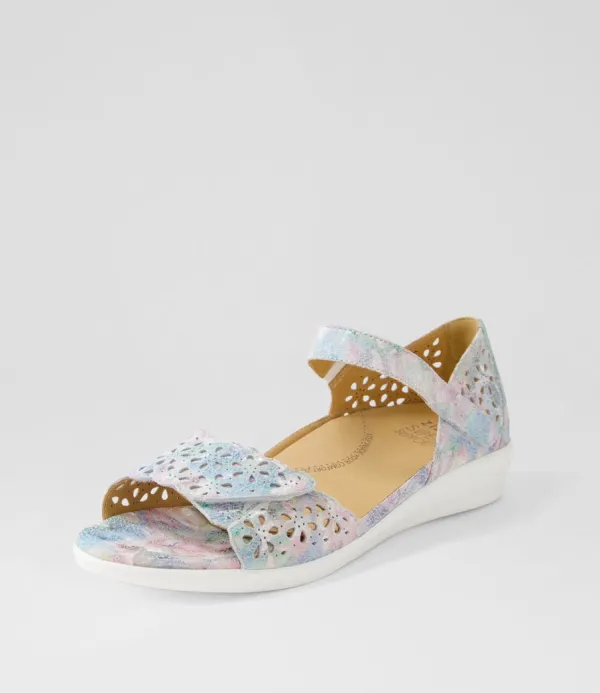 Women ZIERA Dusty W Pastel Metal Leather Sandals