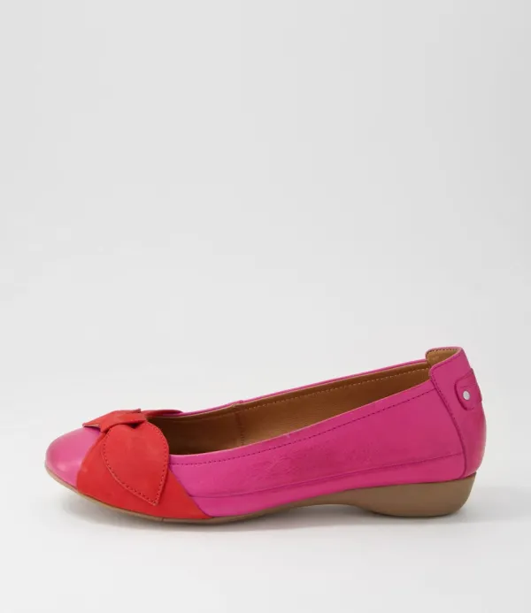 Women SUPERSOFT Elandy Fuchsia Red Leather Nubuck Ballet Flats
