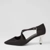 Women DJANGO & JULIETTE Electrik Black Sparkle Fabric Heels