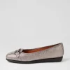 Women SUPERSOFT Elisse Gunmetal Foil Black Leather Ballet Flats
