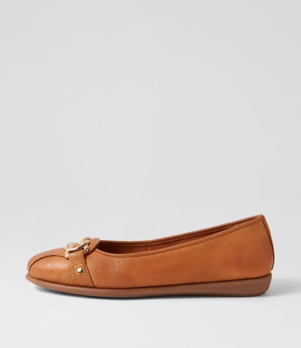 Women SUPERSOFT Elisse New Tan Gum Leather Ballet Flats