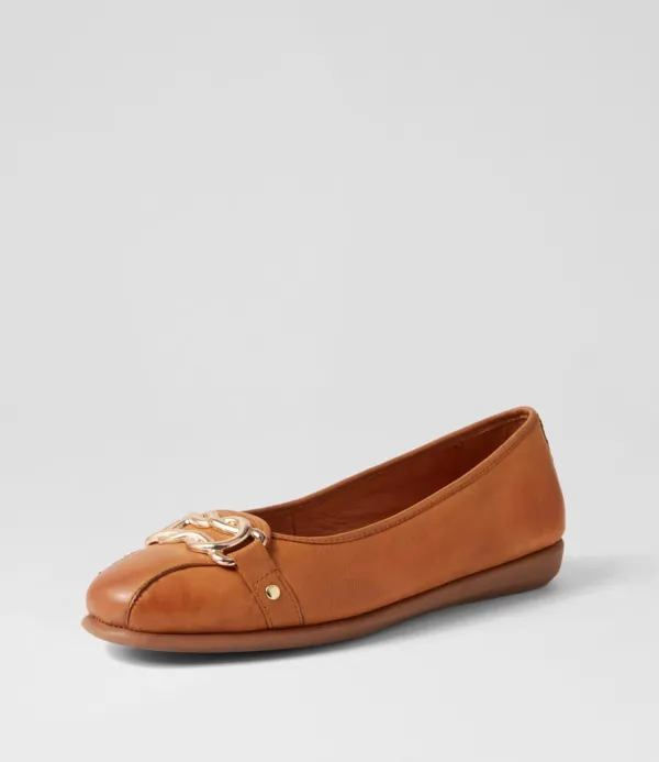 Women SUPERSOFT Elisse New Tan Gum Leather Ballet Flats