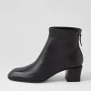 Women TOP END Elliza Black Leather Ankle Boots
