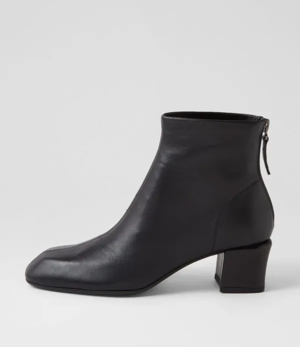 Women TOP END Elliza Black Leather Ankle Boots
