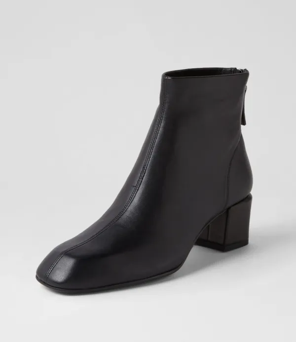 Women TOP END Elliza Black Leather Ankle Boots