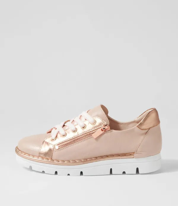 Women TOP END Elos Dusty Pink Pale Rose Gold Leather Sneakers