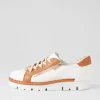 Women TOP END Elos White Dark Tan Leather Sneakers