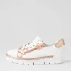 Women TOP END Elos White Pale Rose Gold Leather Sneakers