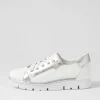Women TOP END Elos White Silver Leather Sneakers