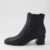 Women TOP END Elsea Black Leather Chelsea Boots