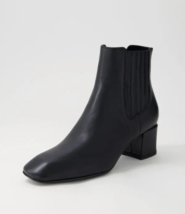Women TOP END Elsea Black Leather Chelsea Boots