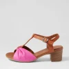 Women DIANA FERRARI Emin Fuchsia Tan Leather Sandals