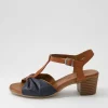 Women DIANA FERRARI Emin Navy Tan Leather Sandals
