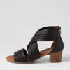 Women DIANA FERRARI Enko Black Leather Sandals