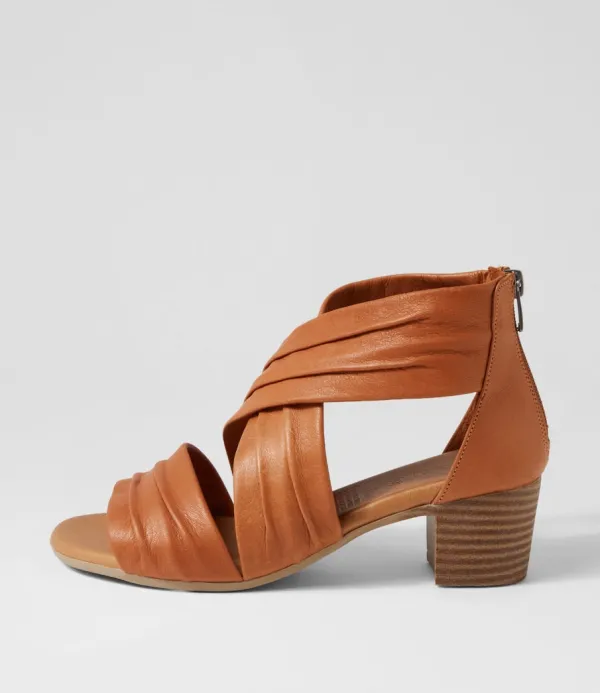 Women DIANA FERRARI Enko Tan Leather Sandals
