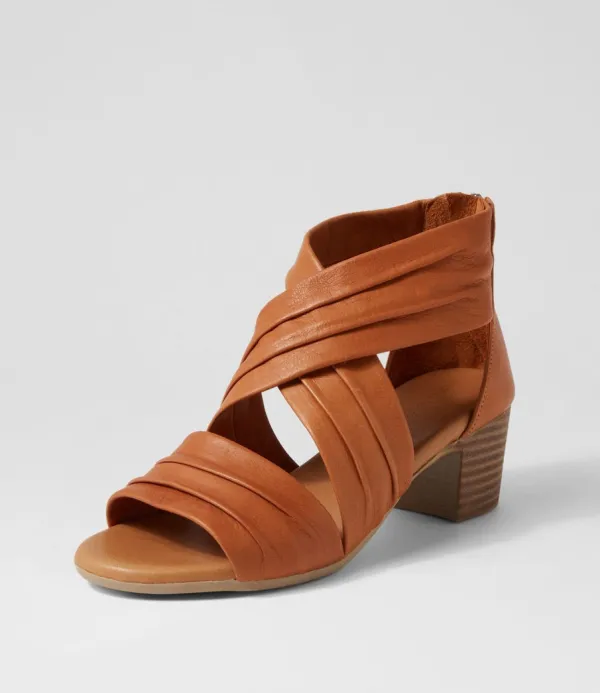 Women DIANA FERRARI Enko Tan Leather Sandals