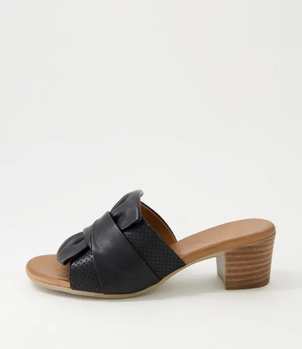 Women DIANA FERRARI Enom Black Leather Sandals