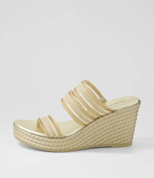 Women DJANGO & JULIETTE Enrica Gold Vinylite Sandals