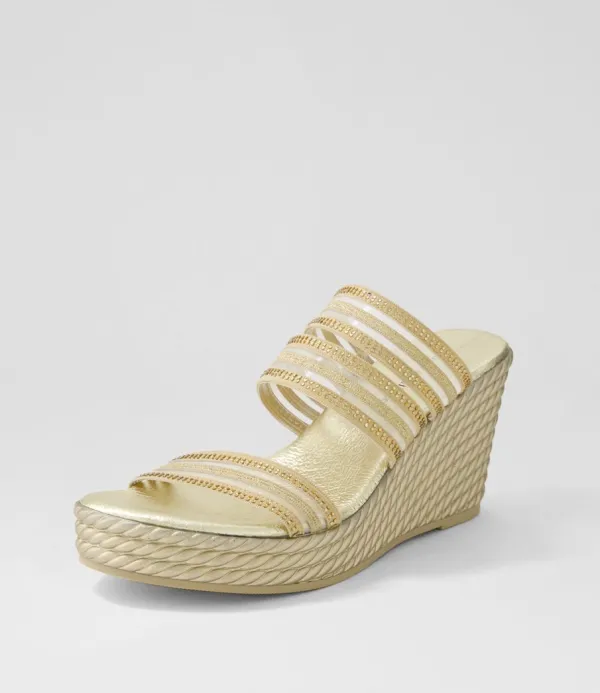 Women DJANGO & JULIETTE Enrica Gold Vinylite Sandals