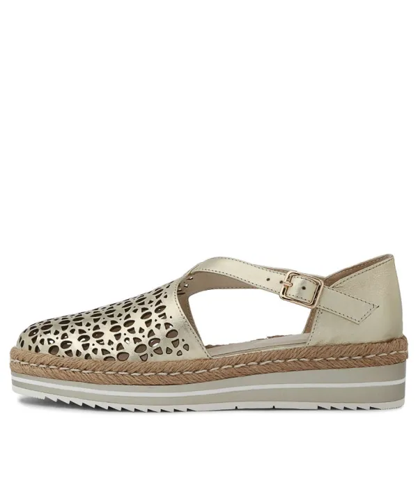 Women DJANGO & JULIETTE Erika Pale Gold Leather Espadrilles