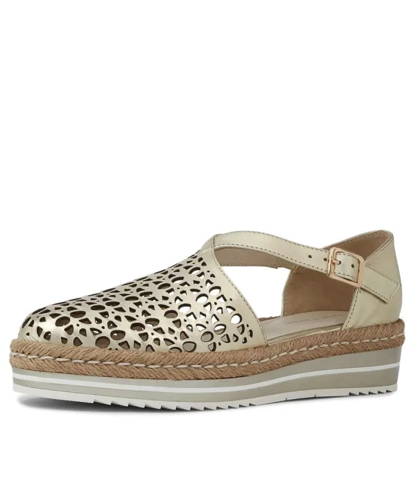 Women DJANGO & JULIETTE Erika Pale Gold Leather Espadrilles