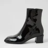 Women TOP END Eshal Black Patent Leather Ankle Boots