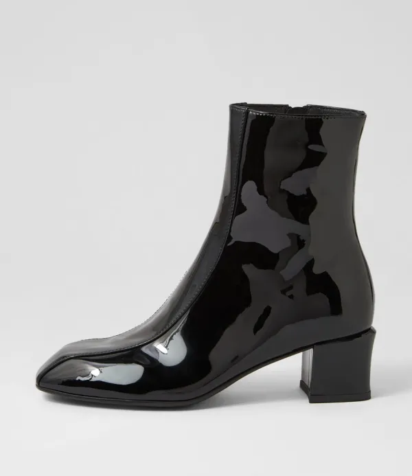 Women TOP END Eshal Black Patent Leather Ankle Boots