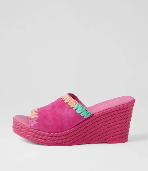 Women DJANGO & JULIETTE Esmey Fuchsia Bright Suede Sandals