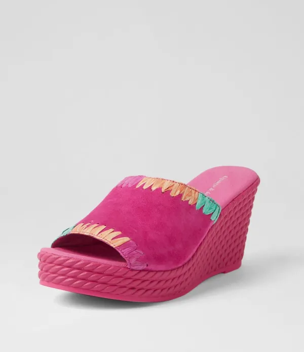 Women DJANGO & JULIETTE Esmey Fuchsia Bright Suede Sandals