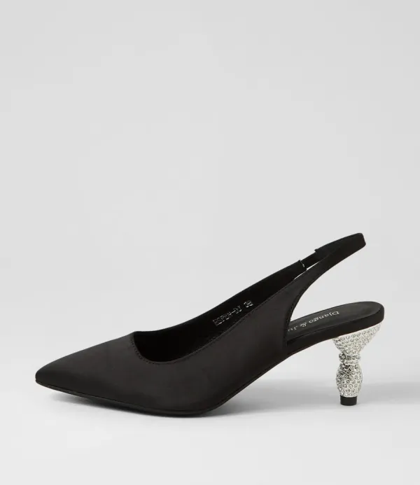 Women DJANGO & JULIETTE Espen Black Satin Heels