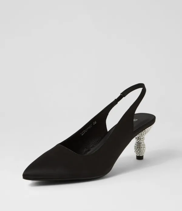 Women DJANGO & JULIETTE Espen Black Satin Heels