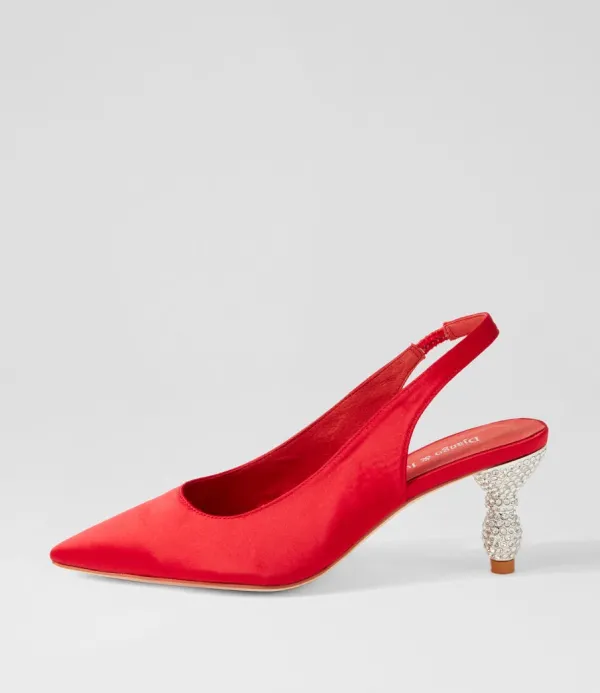 Women DJANGO & JULIETTE Espen Red Satin Heels