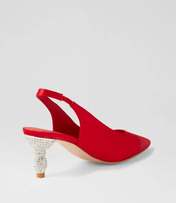 Women DJANGO & JULIETTE Espen Red Satin Heels