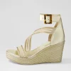 Women DJANGO & JULIETTE Estela Gold Vinylite Leather Sandals