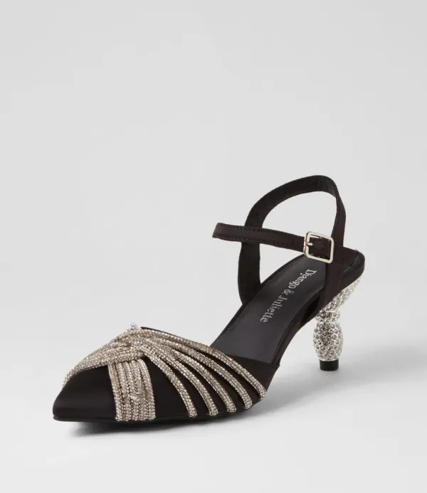 Women DJANGO & JULIETTE Eugenie Black Satin Heels