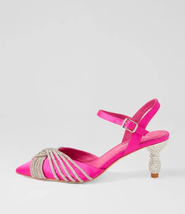 Women DJANGO & JULIETTE Eugenie Hot Pink Satin Heels