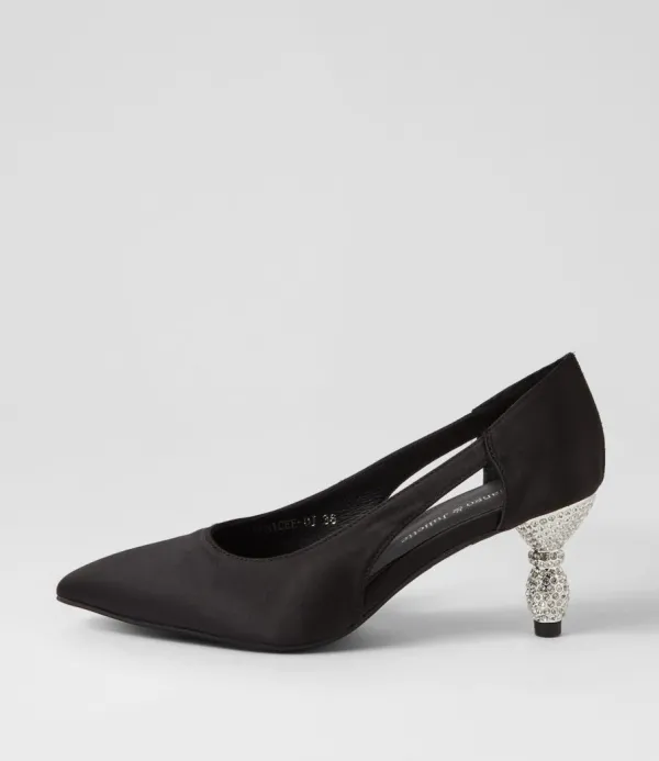 Women DJANGO & JULIETTE Eunicee Black Satin Heels