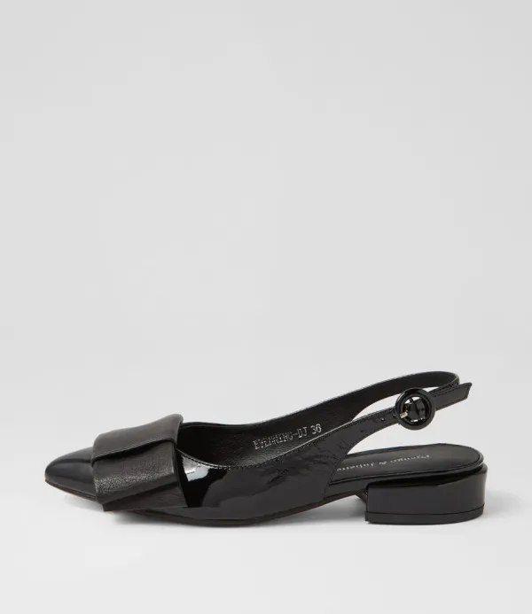 Women DJANGO & JULIETTE Evenning Black Patent Leather Flat Shoes
