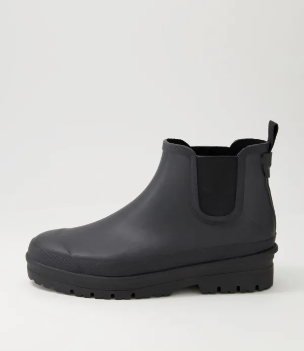 Women DIANA FERRARI Everlane Black Gumboot Ankle Boots