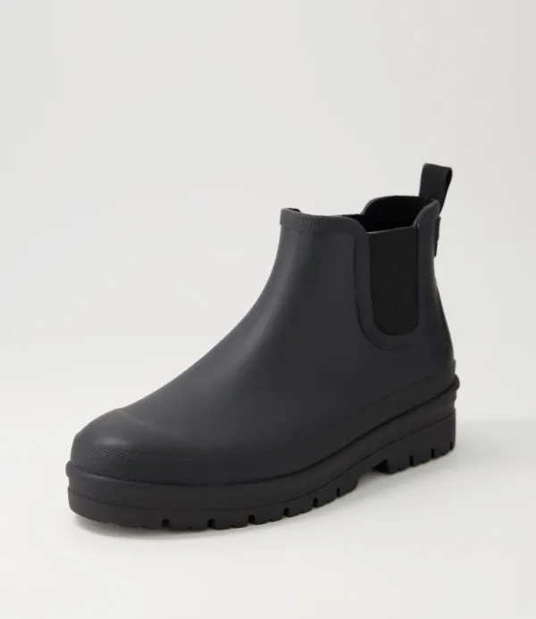 Women DIANA FERRARI Everlane Black Gumboot Ankle Boots