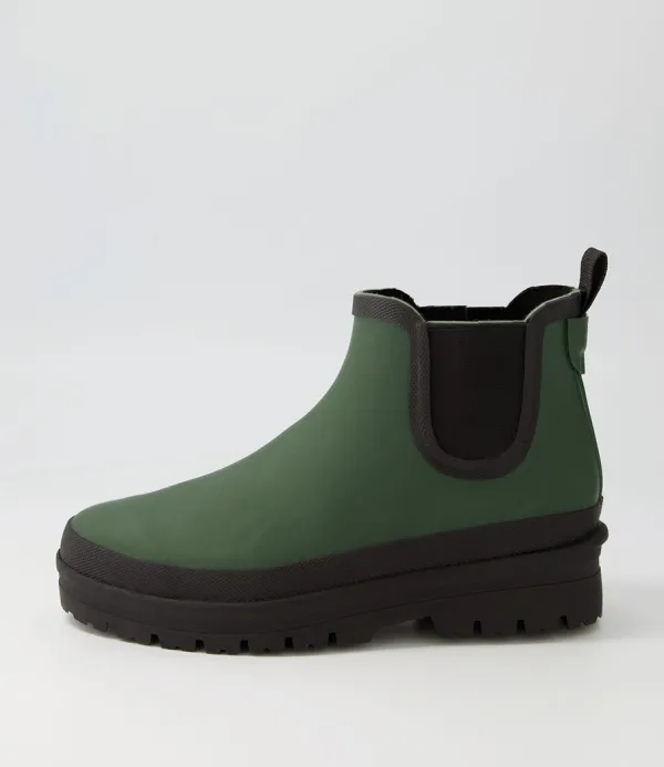 Women DIANA FERRARI Everlane Olive Black Gumboots