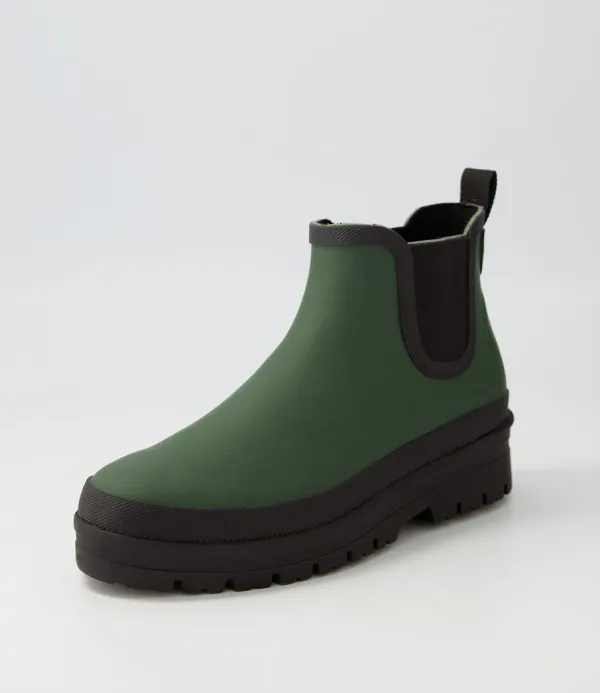 Women DIANA FERRARI Everlane Olive Black Gumboots