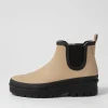 Women DIANA FERRARI Everlane Taupe Black Gumboot Ankle Boots