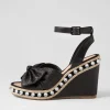 Women TOP END Evone Black Synthetic Raffia Leather Espadrilles