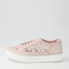 Women DJANGO & JULIETTE Faders Dusty Pink Leather Flower Sneakers