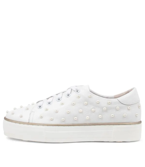 Women DJANGO & JULIETTE Faif White Leather Sneakers