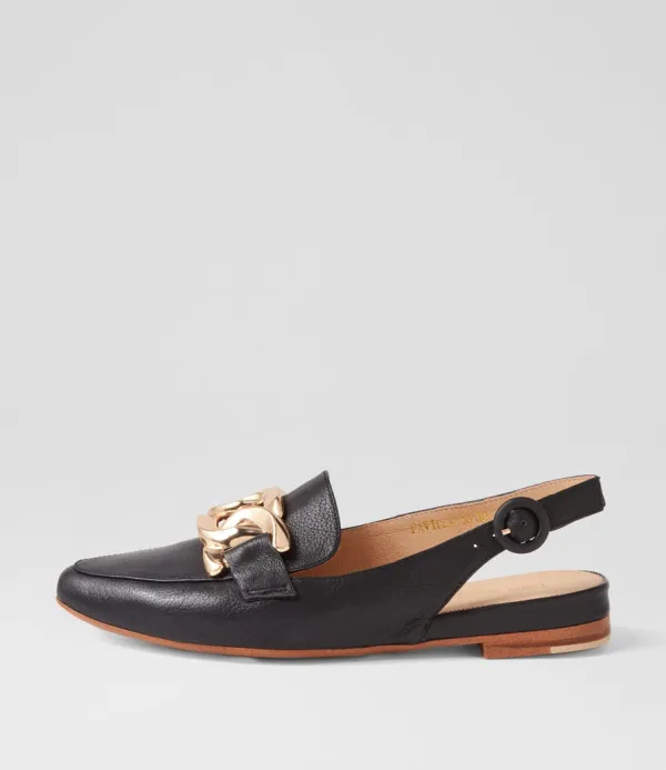 Women TOP END Favilla Black Leather Loafers